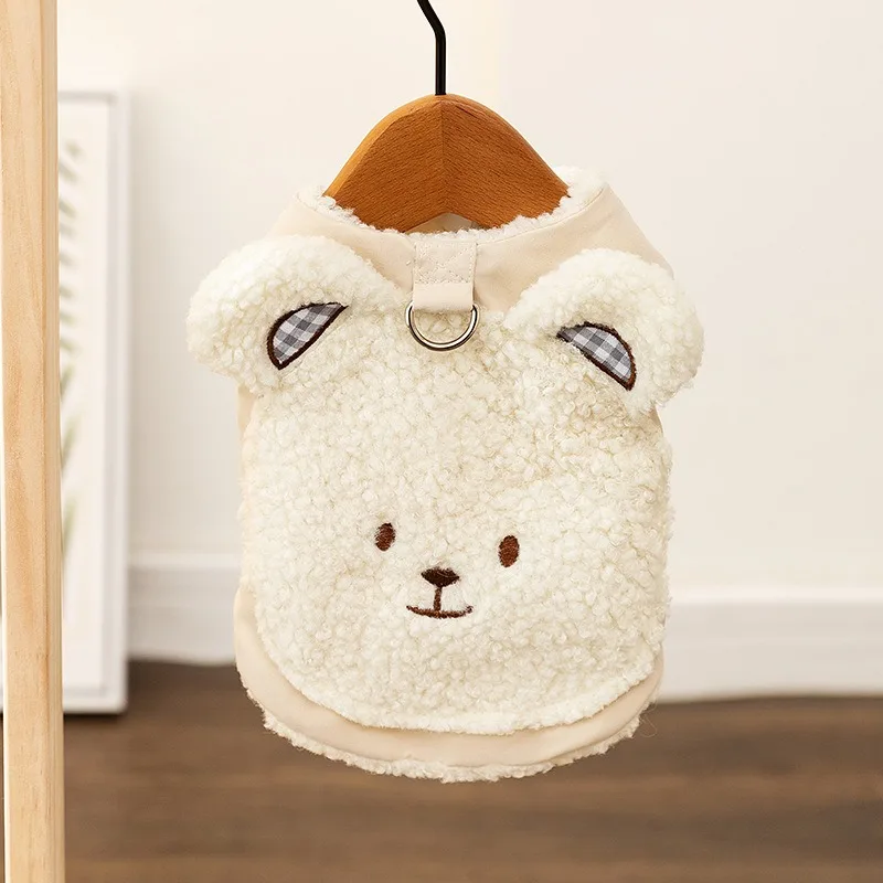 Thickened Warm Autumn and Winter Puppy Dog Clothes Stereoscopic Bear Pet Vest Teddy Bichon Cute Coat XS-XL