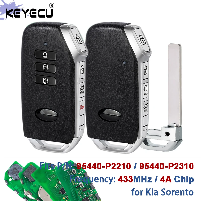 

KEYECU 433MHz ID4A Chip 95440-P2210 / 95440-P2310 Proximity Keyless-Go Smart Remote Key Fob for Kia Sorento 2021 2022 2023 2024