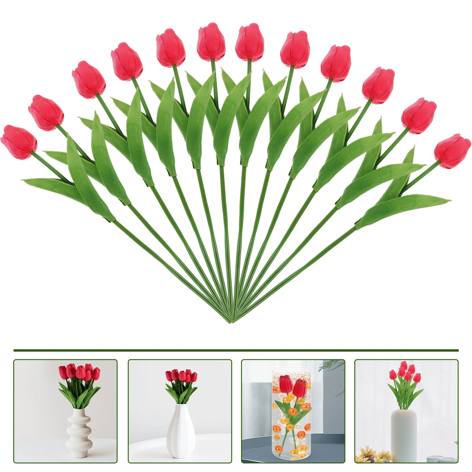 

12Pcs Artificial Floating Tulips Realistic Wedding Scene Prop Tulip Vase Fillers Spring Home Decor Artificial Flowers