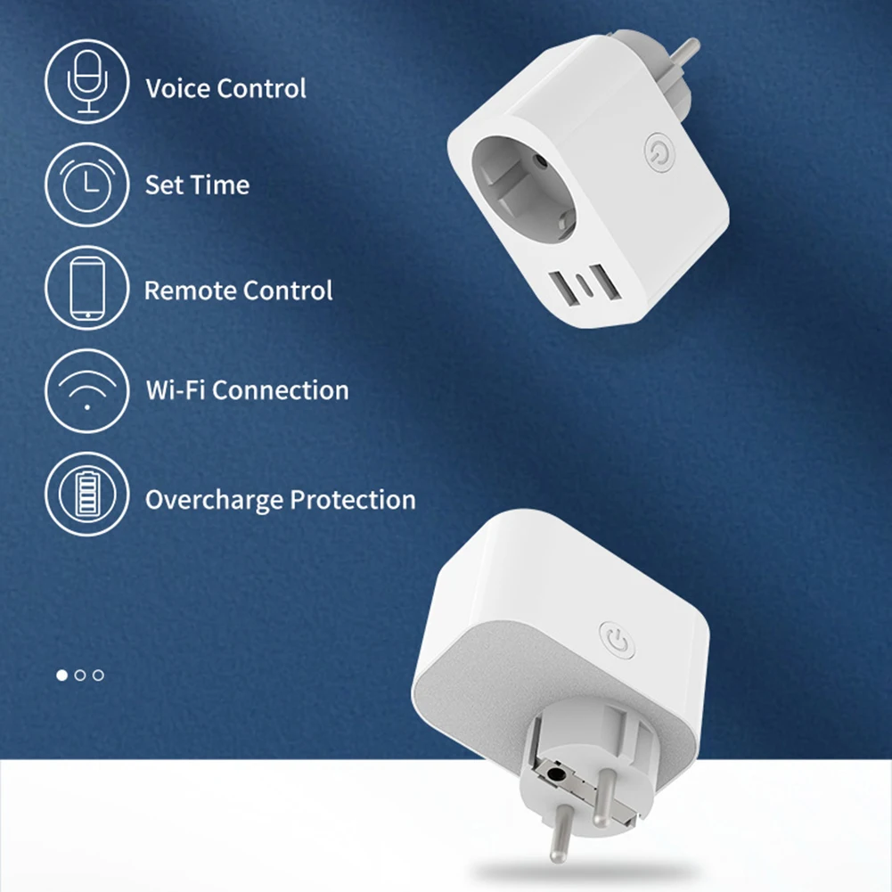 ل Tuya Wifi مأخذ (فيشة) ذكي 16A EUPlug مع نوع C USB-A شاحن ميناء المنزل المقبس تمديد محول العمل مع Alexas Googles #3