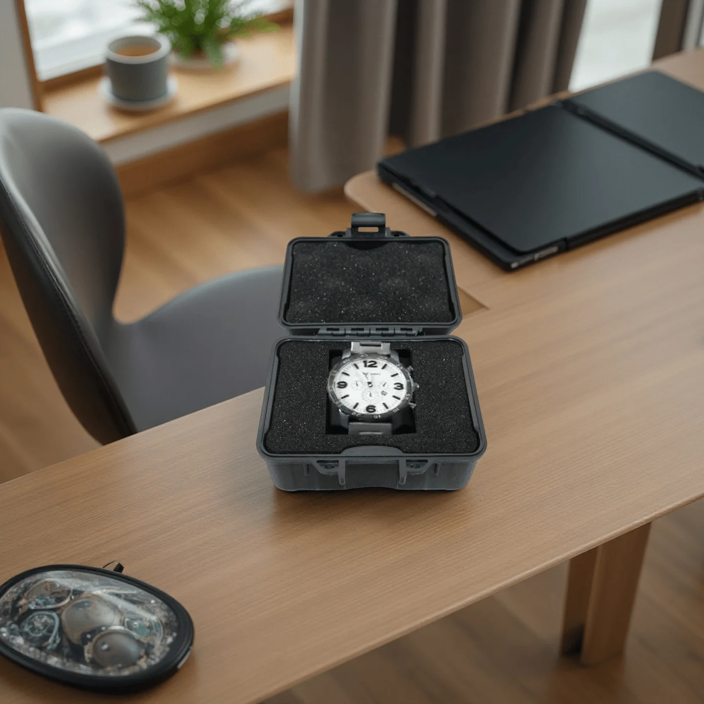 صندوق تخزين للساعات صغير الحجم، حافظة ساعة واقية مع حشوة إسفنجية، منظم ساعة متين للتخزين والتنظيم الآمن #4