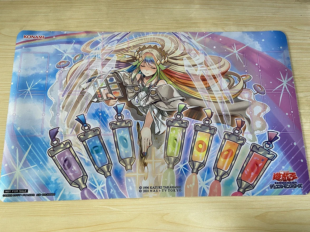 YuGiOh The Weather Painter Rainbow Playmat TCG CCG Mat Board Game Mat Trading Card Game Mat Anti-slip Rubber Mouse Pad Free Bag