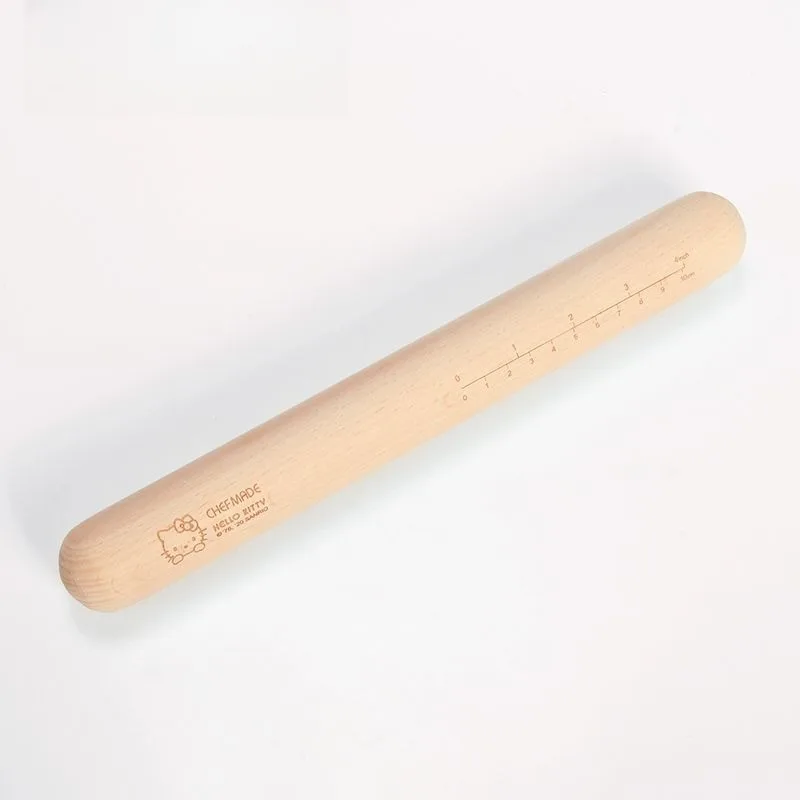 

Anime Sanrio Hello Kitty Solid Wood Rolling Pin Mini Non-stick Household Dough Stick Kids Baking Kitchen Tools Kawaii Lovely New