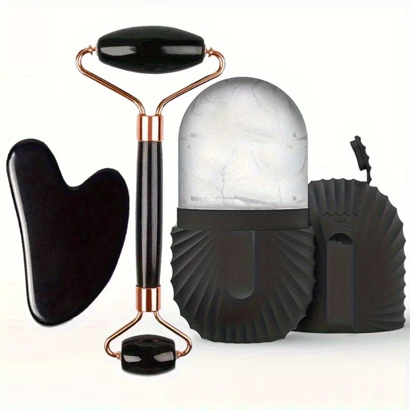3pcs/set Ice Roller Facial Care Set - Facial Roller Facial Tools Set Beauty Tools Facial Massage Tools Love guasha Massage Board