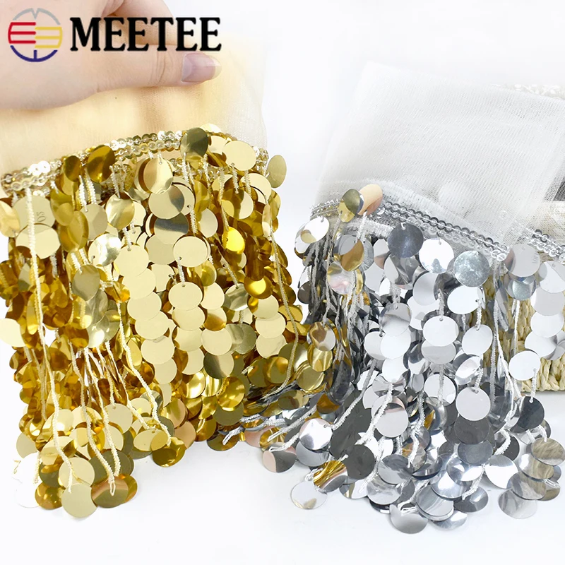 

9.8Yards 18cm Sequin Fringe Tassel Trim Glitter Lace Ribbon for Wedding Dress Stage Costume Decor Tassels DIY Sewing Accessories