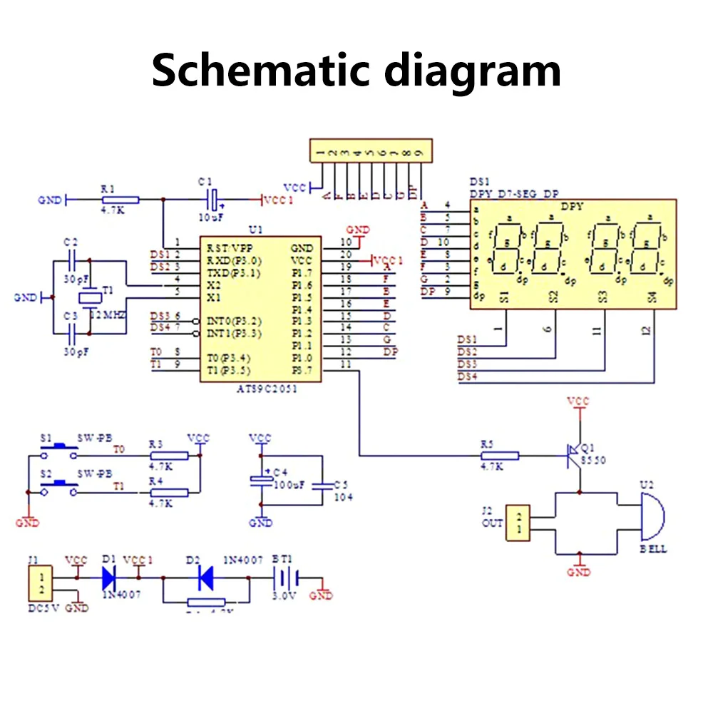 Stc12c2052 Digitale 4 Bits Elektronische Klok Elektronische Productie Suite Diy Kit Learing Kit Voor Arduino Dc 3.3V-5V