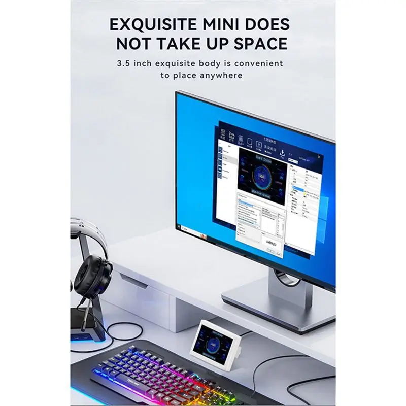 A46U Dual-Use Computer Sub-Screen Portable 3.5 Inch LCD Computer Monitoring USB Sub-Screen Desktop Computer Screen,White