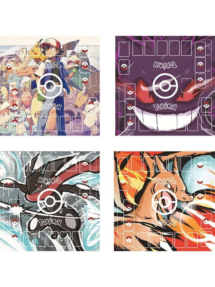 Bricolage Ptcg Pokemon Double carte Pad Mewtwo Gengar Pikachu Charizard caoutchouc bataille Pad Anime Collection Action jouet figurines cadeaux