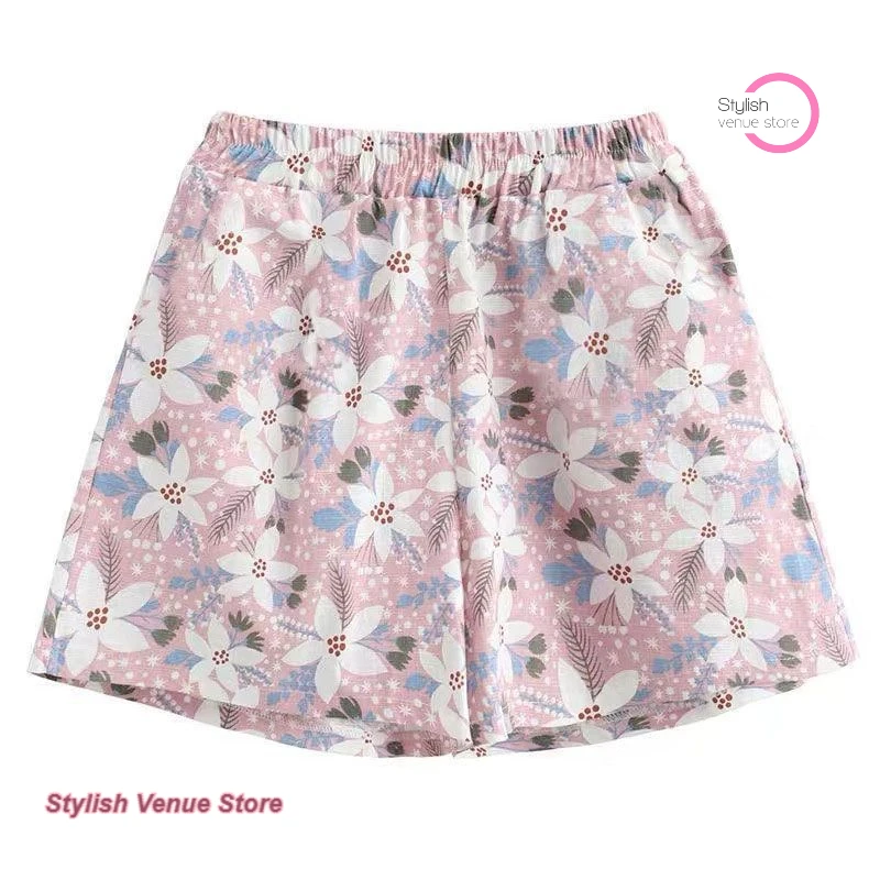 Summer cartoon printing fashion pajamas shorts female French ins loose thin temperament home casual Joker short pants women