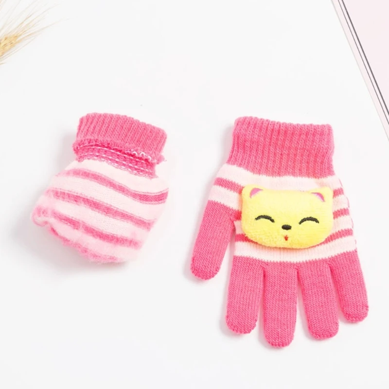 Children Colorful Gloves Thick Kids Mitten Cartoon Animals Theme Mitten Winter Warm Full Finger Gloves