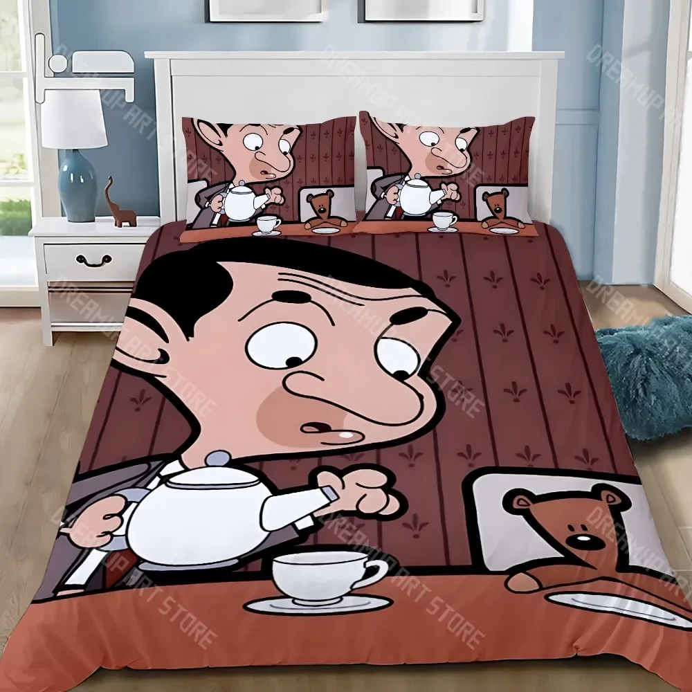 2026 Cartoon Duvet Cover Pillowcase Bedding Set Adult Boy Mr B-Bean Girl Bedroom Decoration Children Gift Single Double Large Si