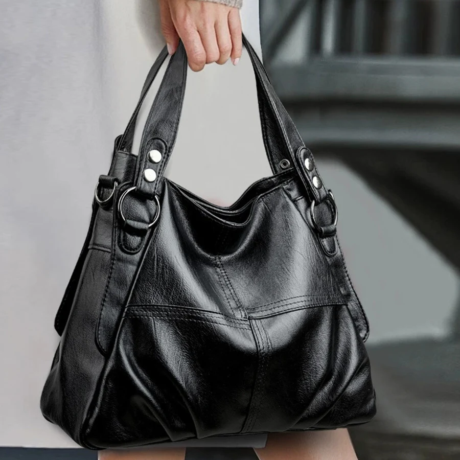 Soft Interior Compartment Shoulder Bags 2026 High Quality Patchwork Soild Color Bags for Women Fashion Zip Pu Women's Handbags