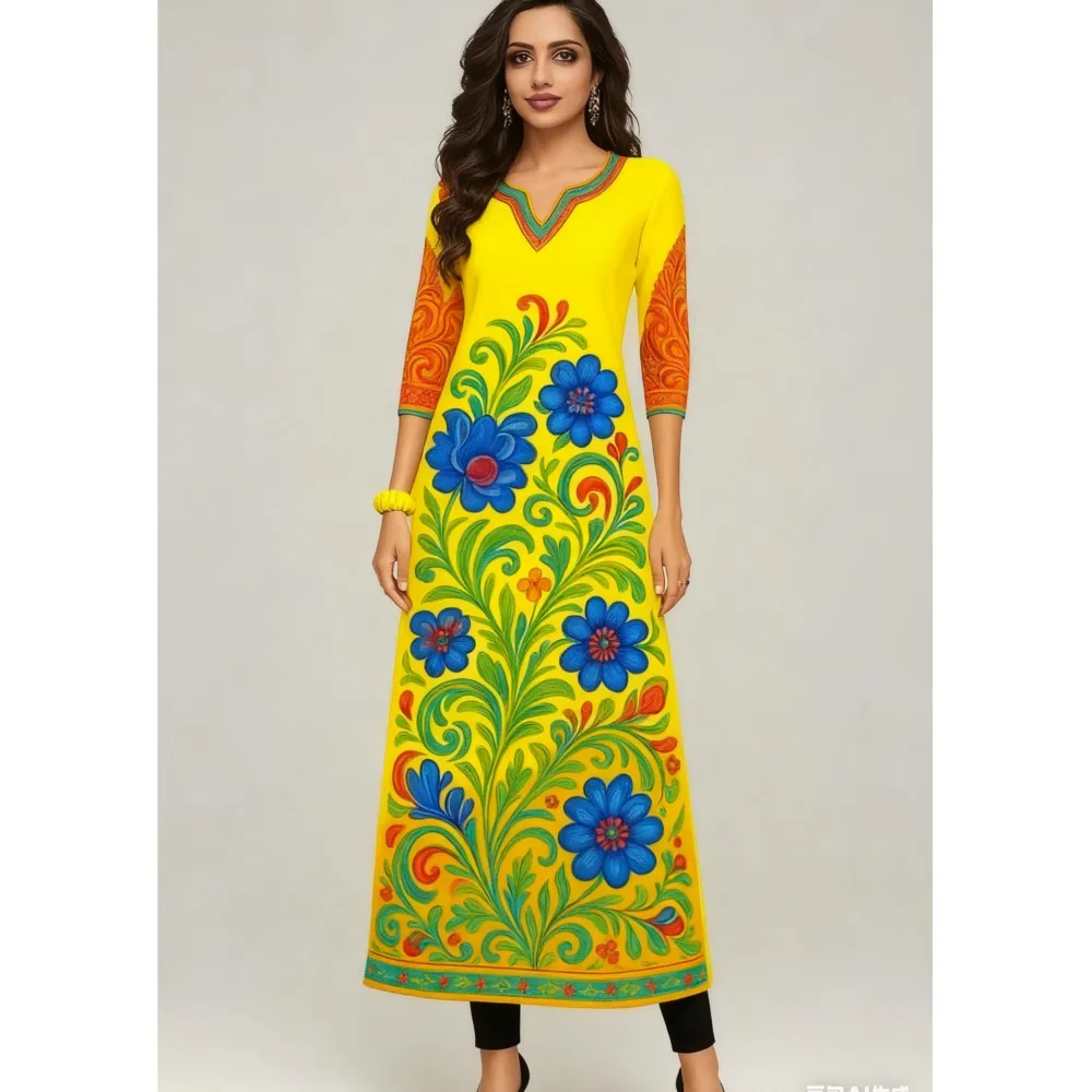 Estilo nacional Kurt moda mujer cómodo manga larga recto Casual étnico patrón de pavo real nuevo vestido señoras Abaya musulmán