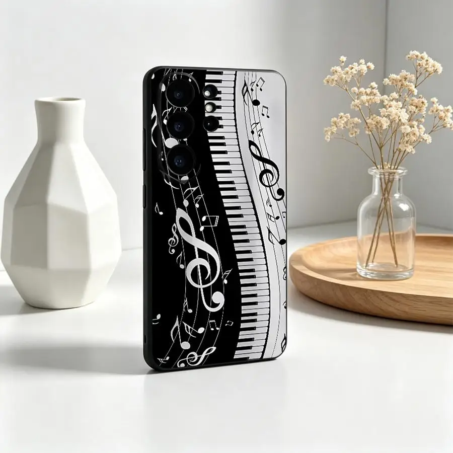 Case for Samsung Galaxy S26 Ultra S26+ Note 20 8 9 10 S24+ S20 S25+ S24 S21 FE S23 Phone Cover S10 S9 Lace Clef Print Piano