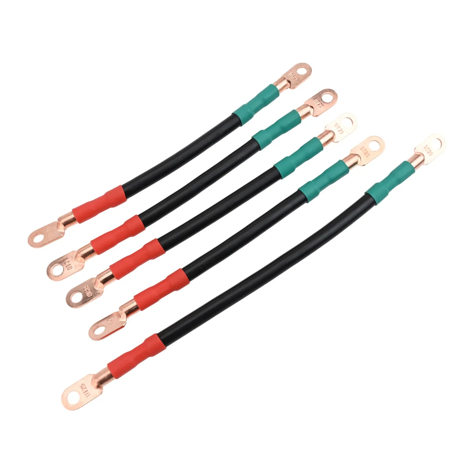

4AWG Copper Cable 25cm Length Battery Cables Negative Positive Color Coding PVC Insulation Material Battery Replacement