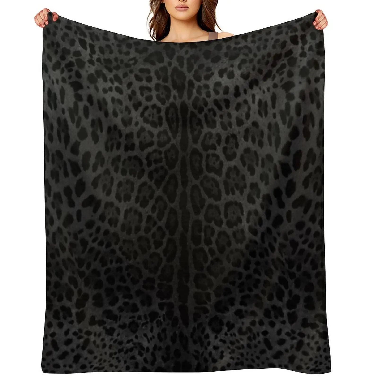 

Black Leopard Print Skin Throw Blanket Summer Hair for sofa Sofa Throw Blankets
