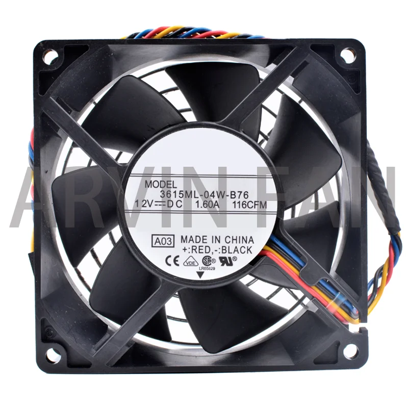 Brand New Original 3615ML-04W-B76 9cm 92mm Fan 92x92x38mm DC12V 1.60A Server Chassis Cooling Fan