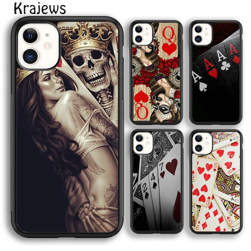 playing card Retro Poker Phone Case Cover For iPhone 16 15 14 plus XS XR 11 12 mini 13 pro max coque Shell Fundas