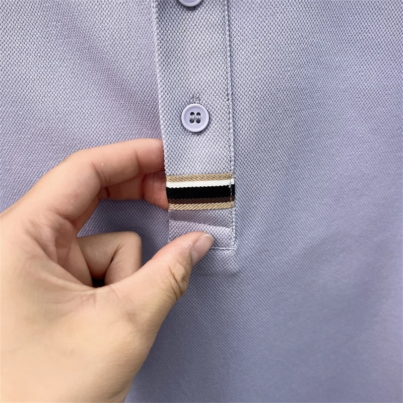 Hochwertiges Herren-Poloshirt aus weicher Baumwolle, Herbst-Neuheit, einfarbig, langärmelig, mit Kragen, modische Business-Herrenbekleidung – Detail 18
