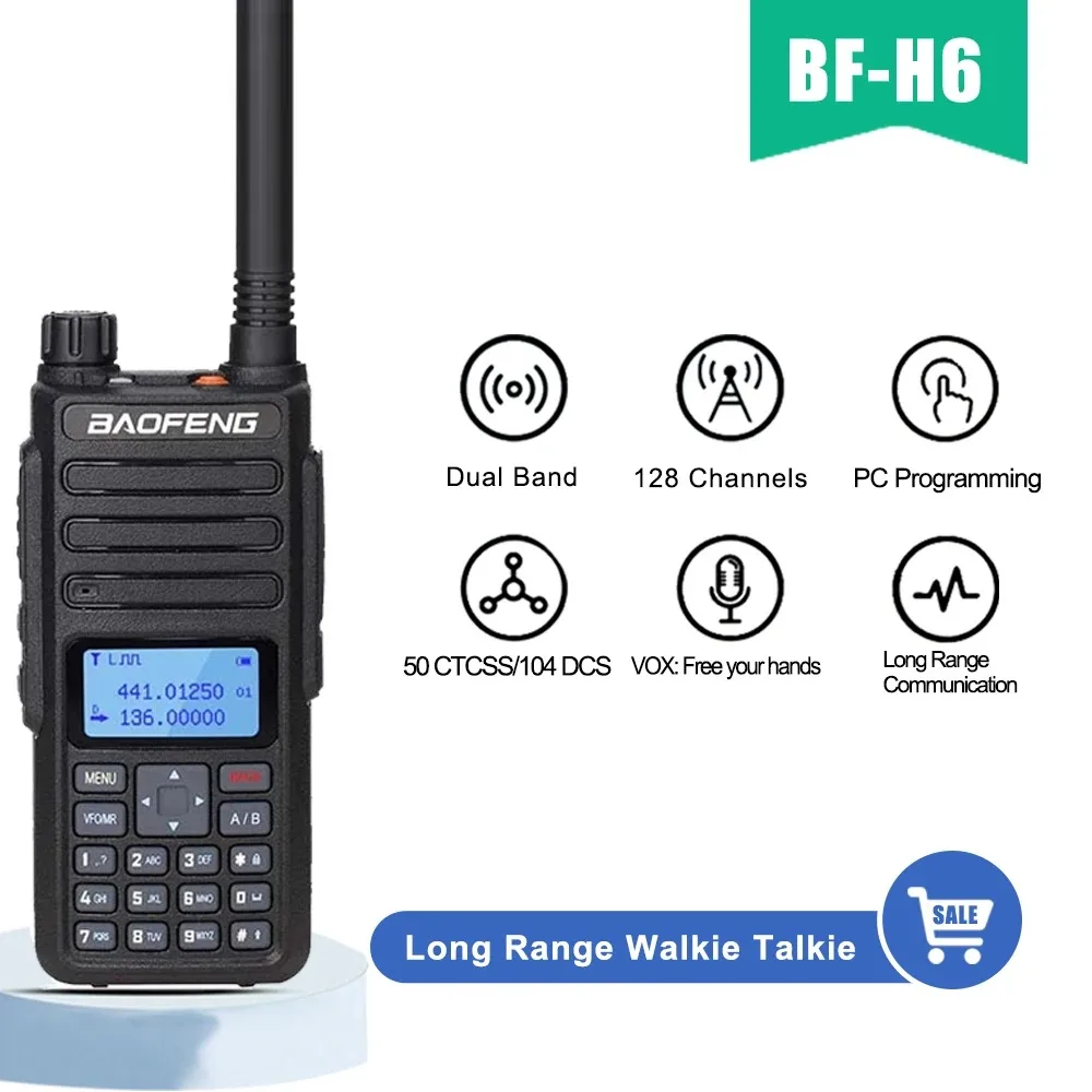 Baofeng Official Store  BF-H6 Walkie Talkie Long Range Ham Radios Transmitter High Capacity Dual Band Two Way CB Radio