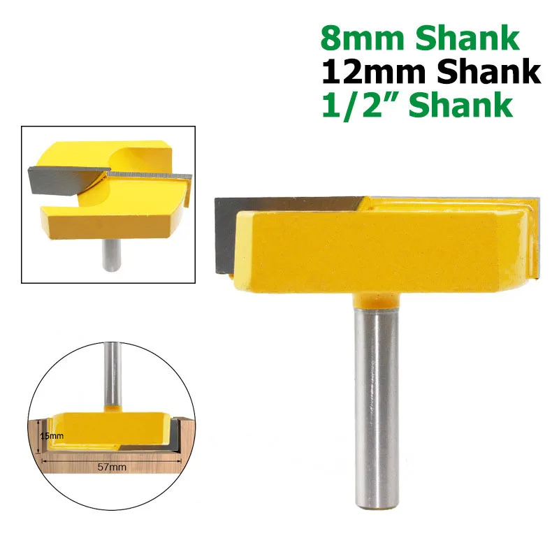 1/2 handle, 8 handle woodworking milling cutter, large diameter, bottom cleaning cutter, yellow paint 12.7mm