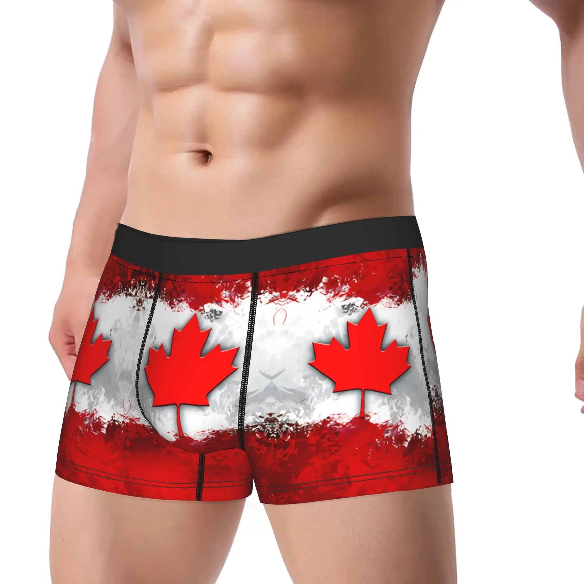 Canada Flag with Maple Leaf Underwear  Breathable Underpants Custom DIY Shorts Briefs For Man Pouch Plus Size Trunk