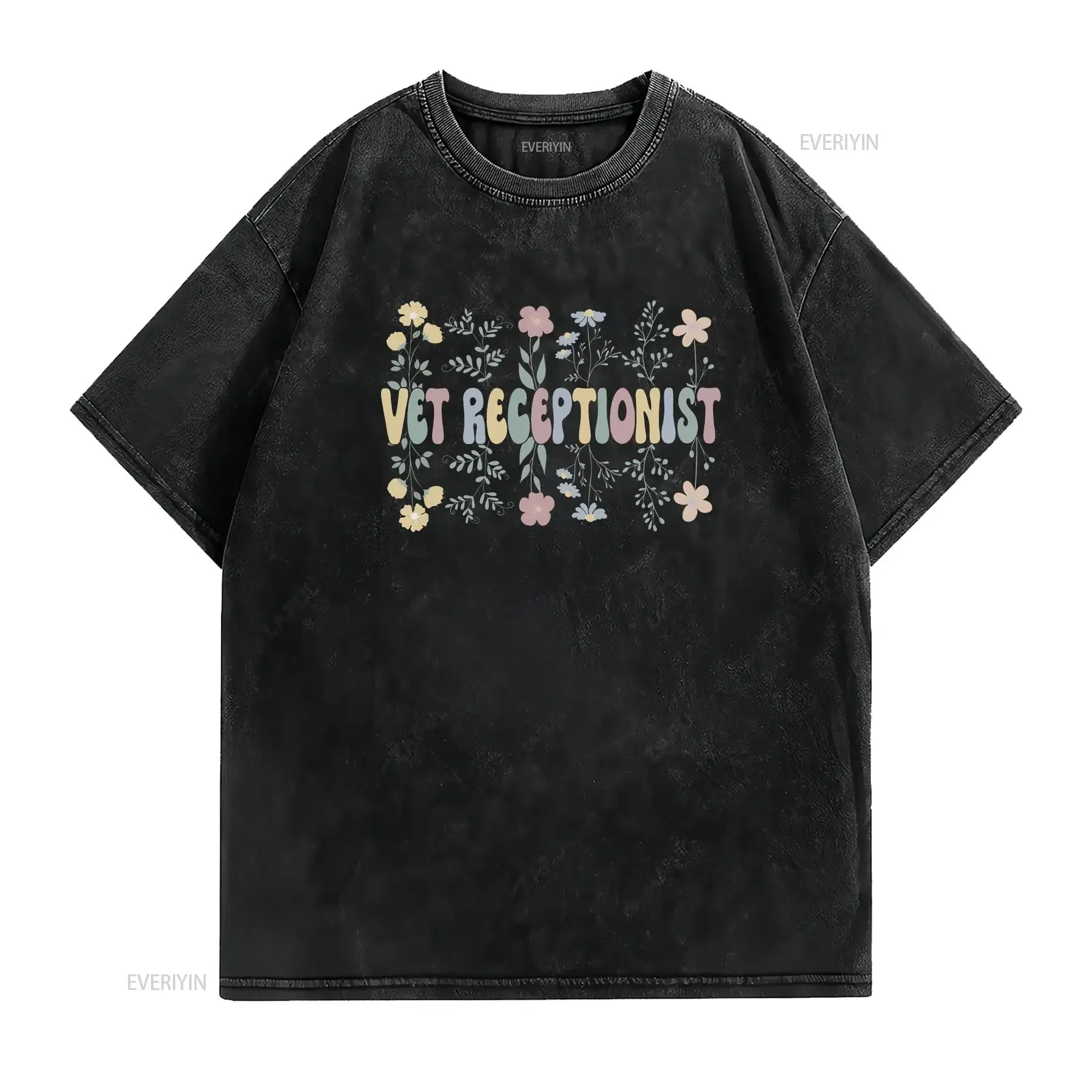 Veterinary Receptionist Vet Secretary T Shirt vintage Washed Comfortable homme Breathable Slightly Stylish Stretched Casual