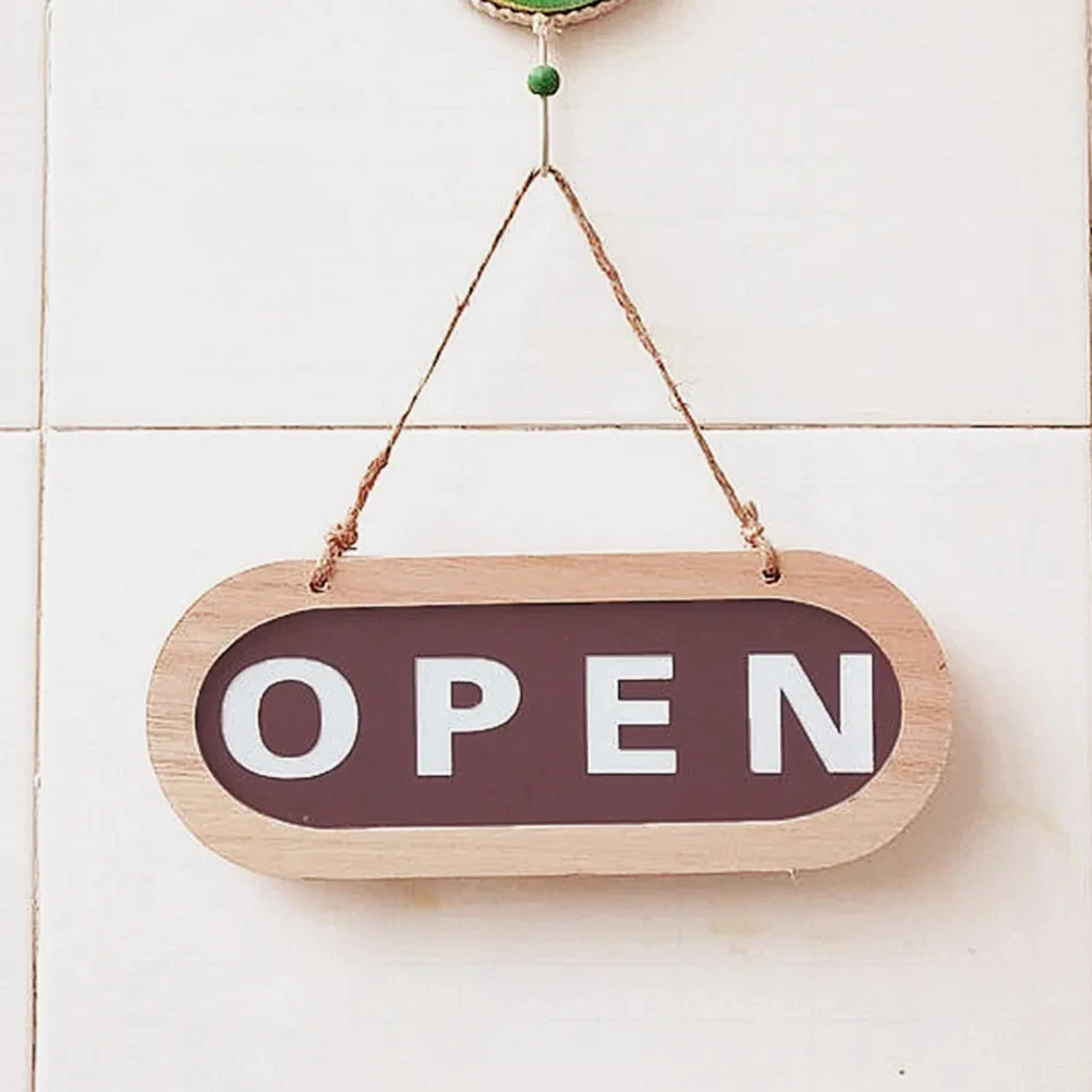 Wooden Open Closed Business Sign Double-Sided Hanging Door Sign Retro Storefront Decor for Restaurants Barber Shops Coffee Shops