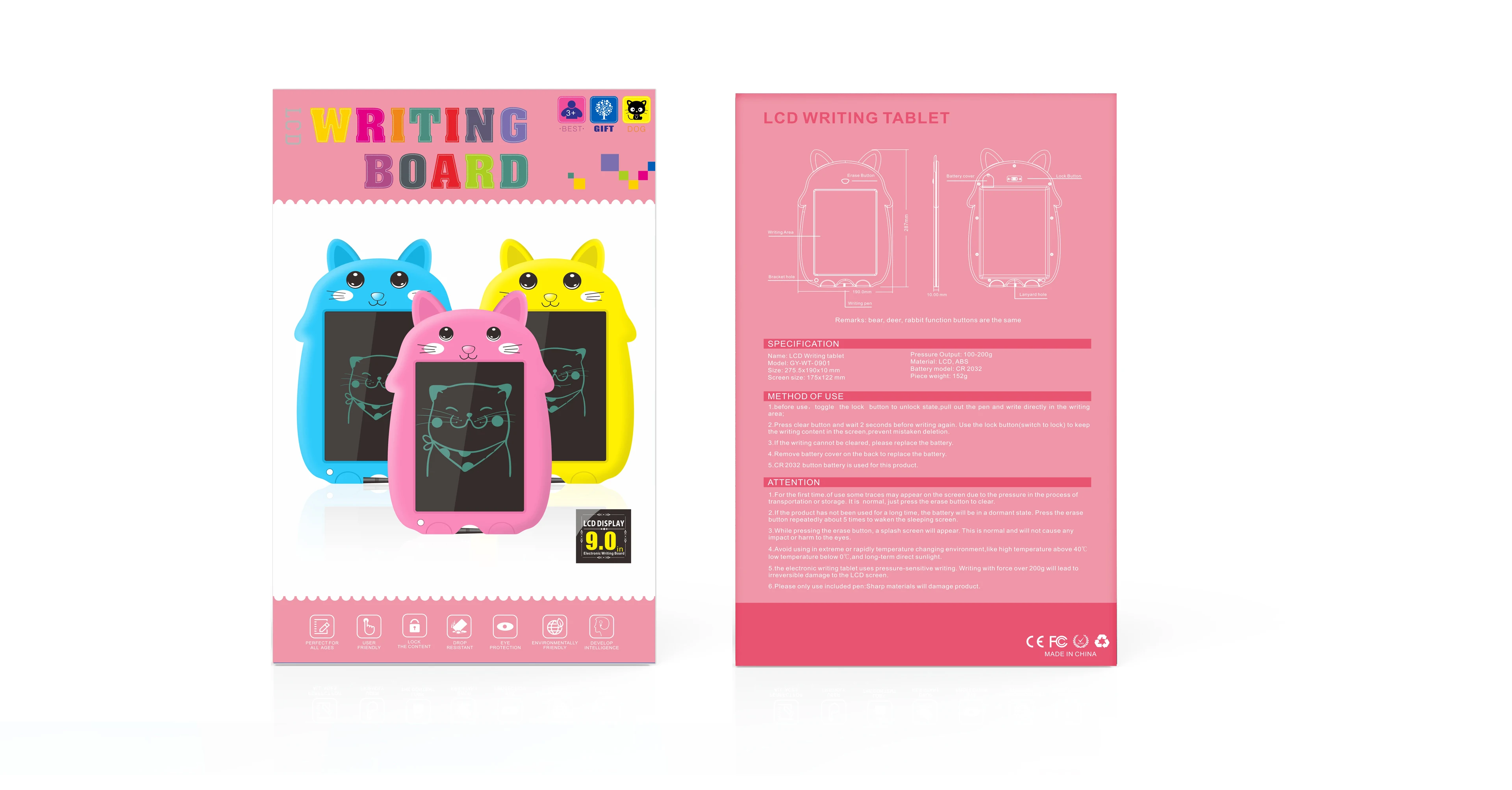 2022 Hot Sale  9 Inch Graffiti Pad Paperless Lcd Handwriting Drawing Tablet For Students Kids