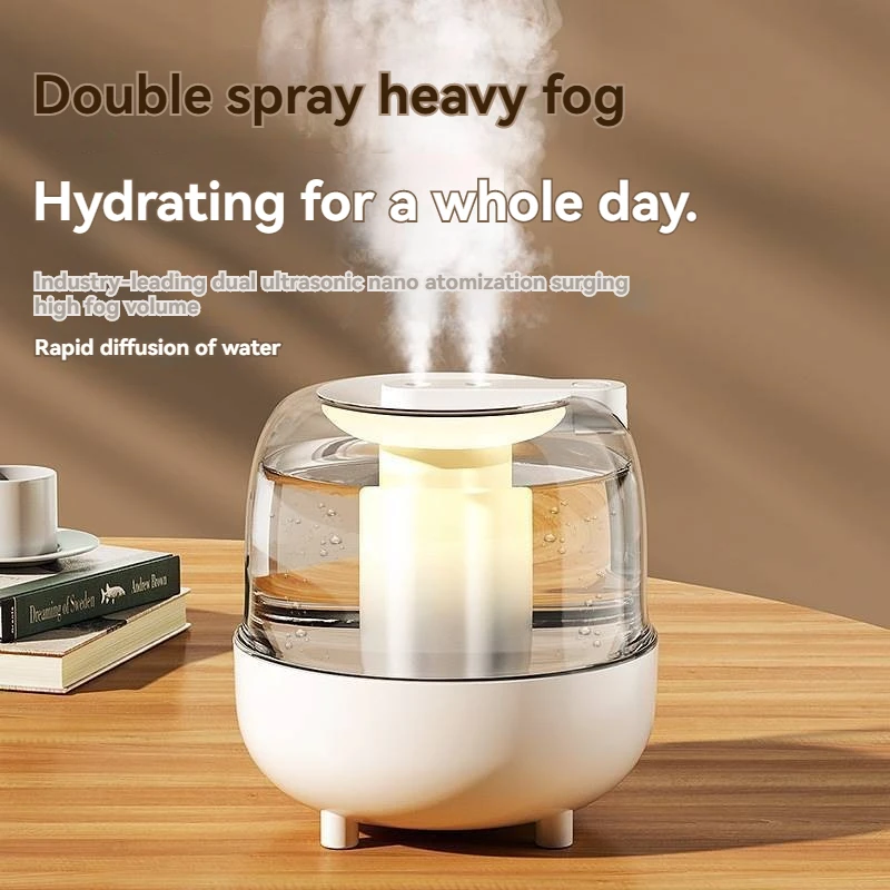 4L dual spray USB air humidifier with large capacity and high fog volume, portable desktop, home, bedroom, silent gift