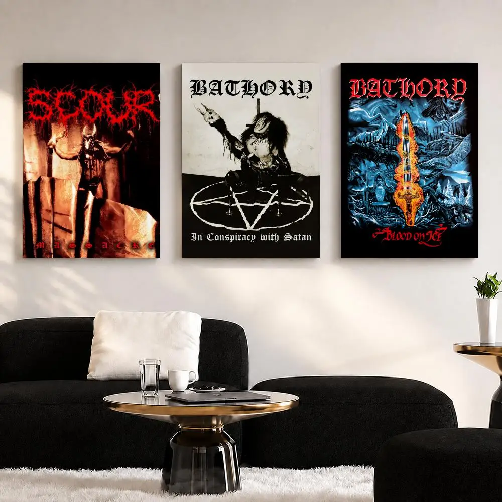 Band Album B-Bathory Framed Wall Painting Ready to Hang Canvas Wall Art Poster for Bedroom Living Room Home Decor Gift