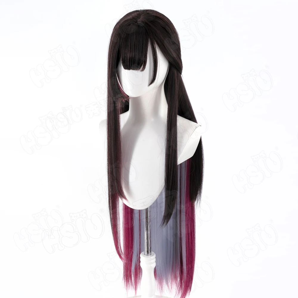 لعبة هونكاي ستار السكك الحديدية Helektra شعر مستعار تأثيري 100 سنتيمتر براون الأحمر التدرج أحمر رمادي أزرق الشعر شعر مستعار اصطناعي + غطاء شعر مستعار حفلة الهالوين شعر مستعار