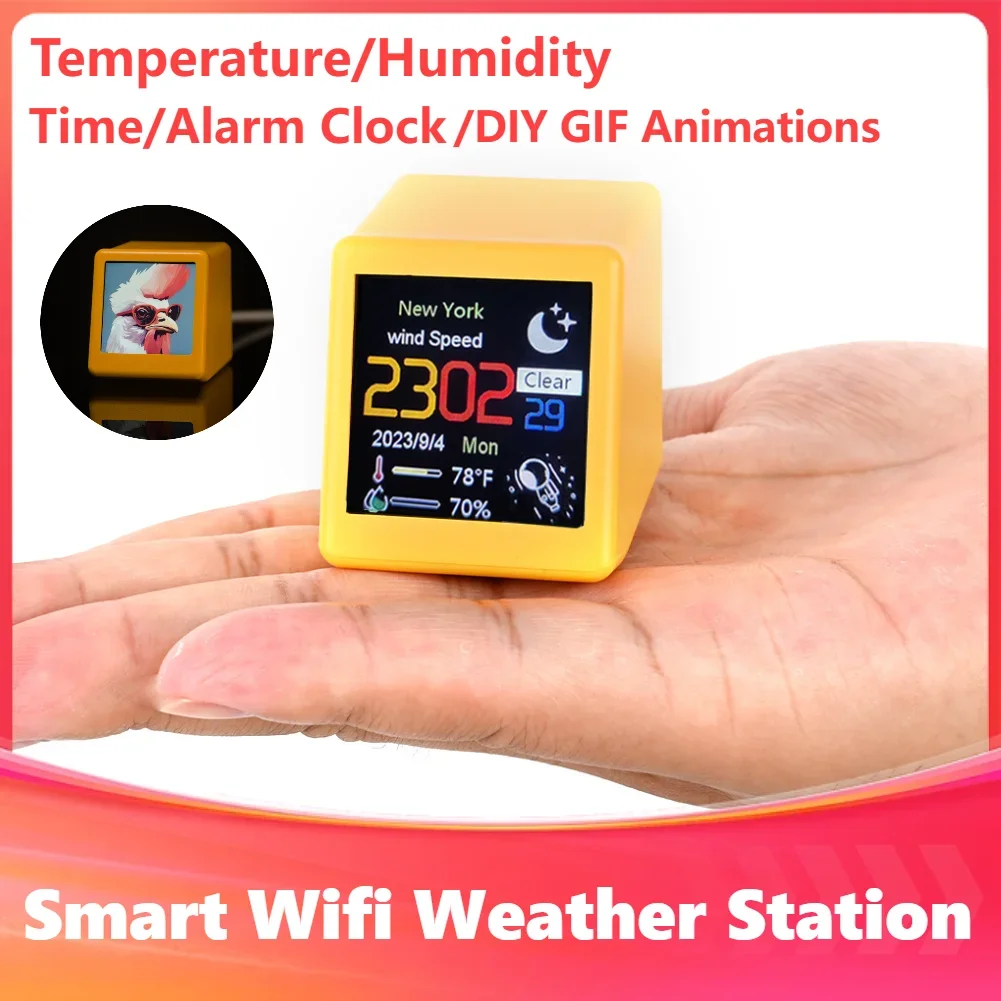 

Mini Portable Smart Wifi Weather Station Home Desktop Decoration Display Temperature Humidity Time Alarm Clock Creative Gift