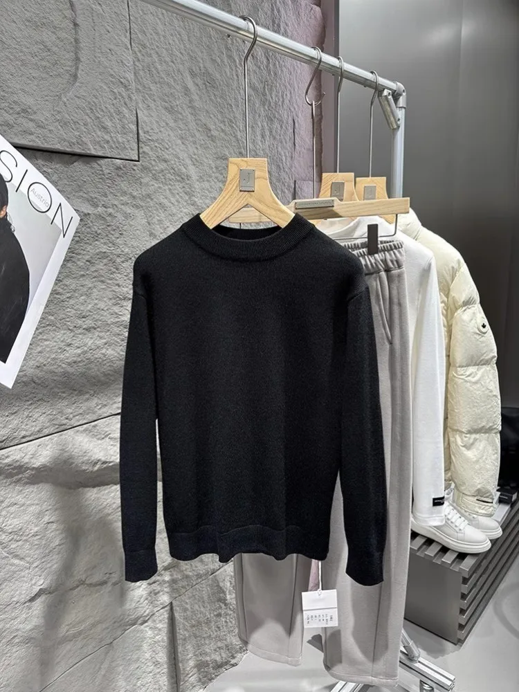 Solid Color Casual Men Autumn Winter Knitwear O-Neck Long Sleeve Pullover Knitted Top Versatile Fashion Sweater Male Size M-4XL