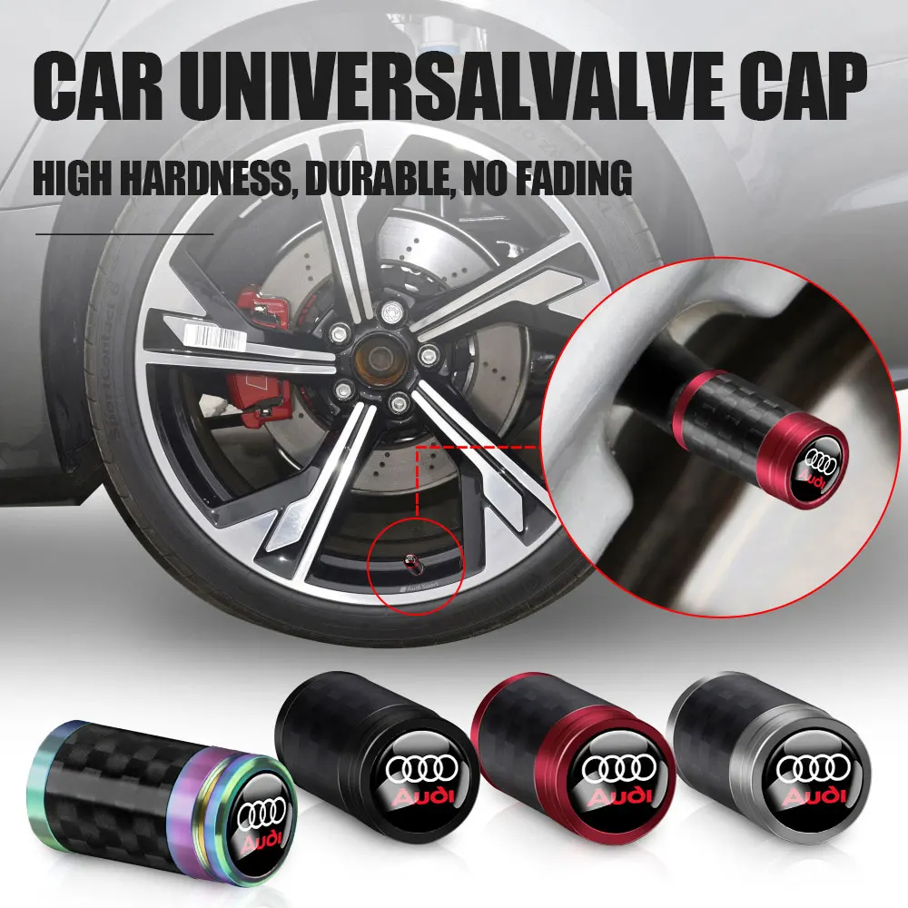 Car Tyre Valve Cap Carbon Fiber Wheel Tire Air Stem Cover for Audi A3 8P S3 A4 B8 B6 A6 C6 C5 C7 A5 Q3 Q5 Q7 TT A1 A2 A7 A8 Q2 