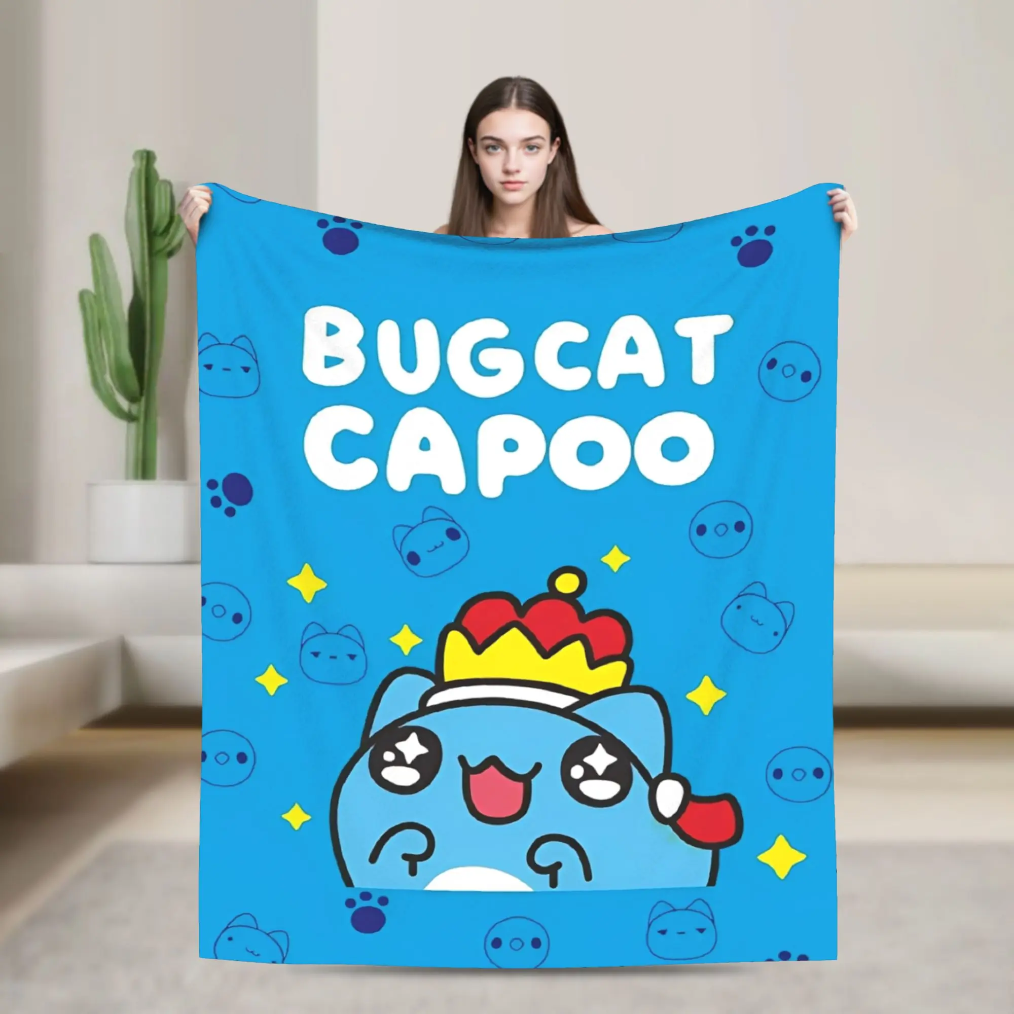 

Bugcat Capoos Cartoon Flannel Blanket Super Soft Throw Blanket for Couch Chair Picnic Funny Bedspread Sofa Bed Cover