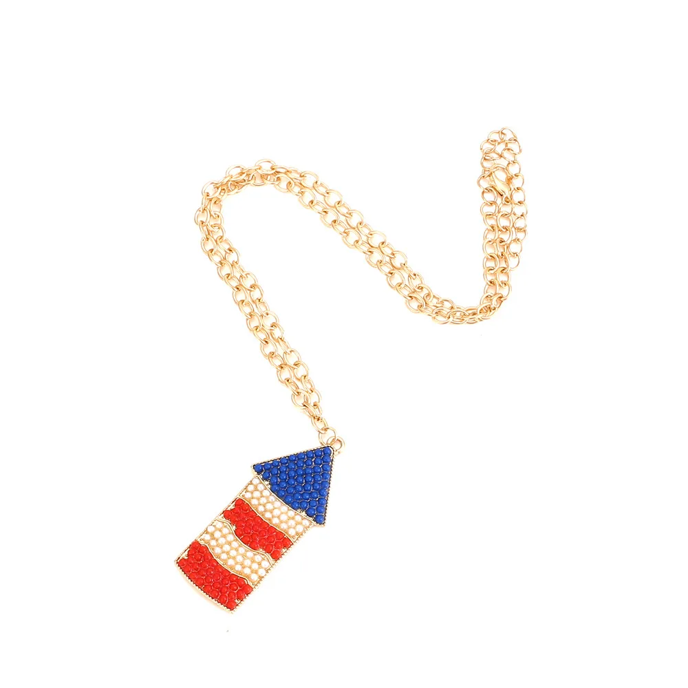 Personality temperament alloy pearl pendant necklace retro geometric rice bead collarbone chain female source