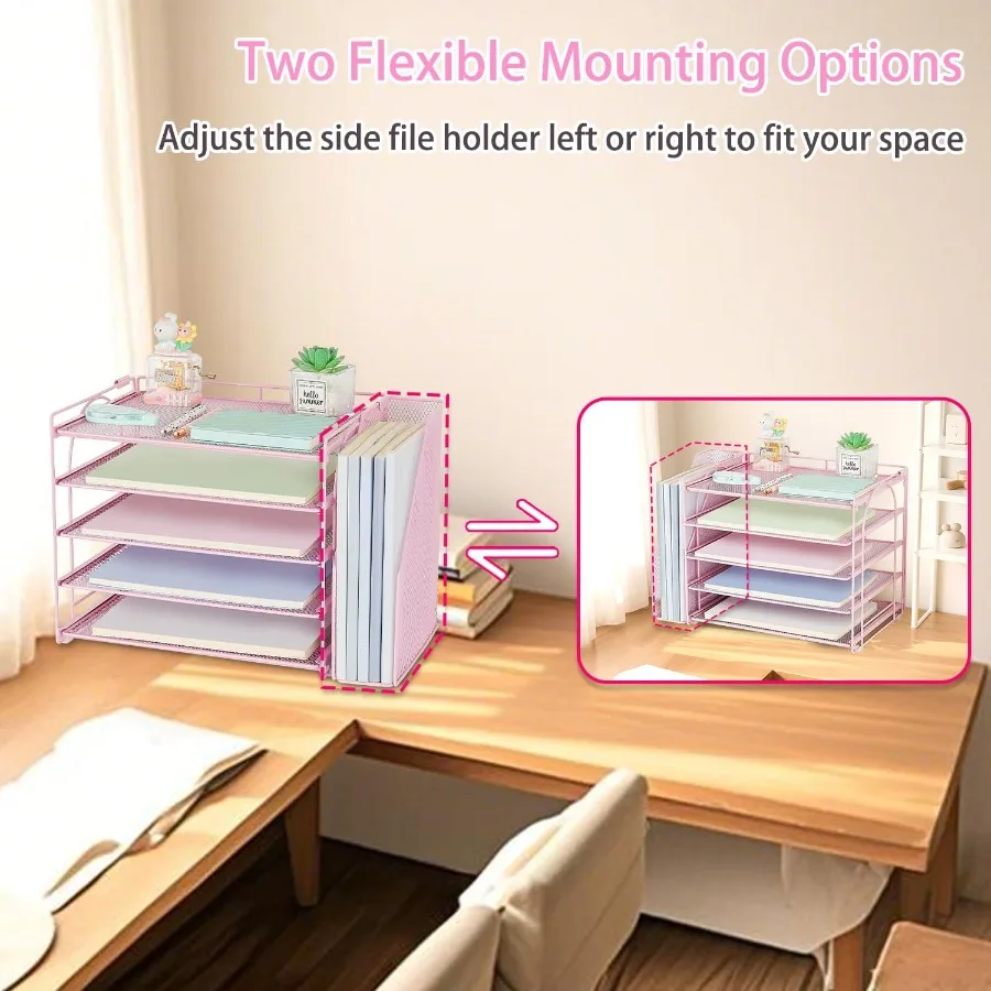 منظم ملفات ورقي لسطح المكتب مكون من 5 طبقات مع حامل ملفات قابل للتعديل لتنظيم مكتب المكتب الفعال مثالي لإدارة المكتب #3