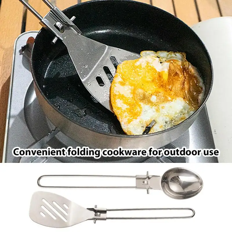 Folding Spatula Spoon Shovel Food Turner Stainless Steel Frying Spatula Outdoor Camping BBQ Cooking Tableware Picnic Supplies