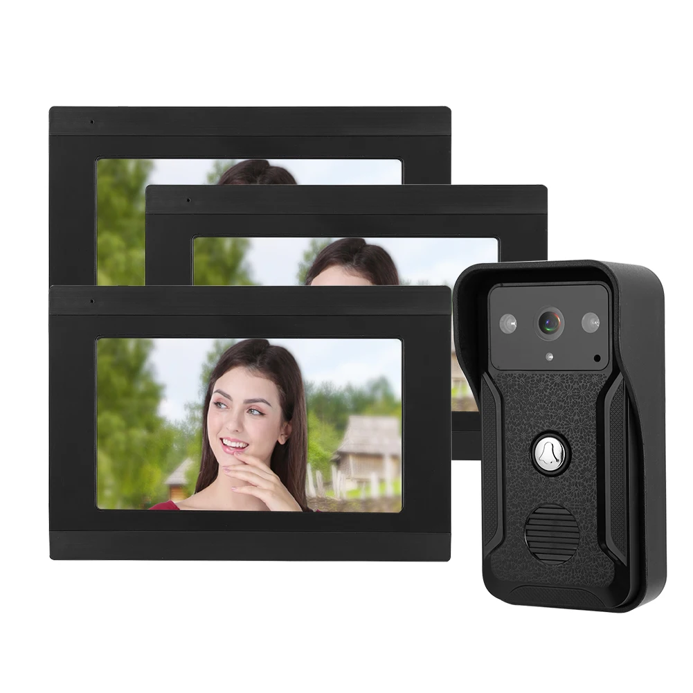 7 pulgadas con cable Wifi 3 monitores 1080P HD Video sistema de Control de puerta timbre portero visión nocturna conexión estable cámara intercomunicador