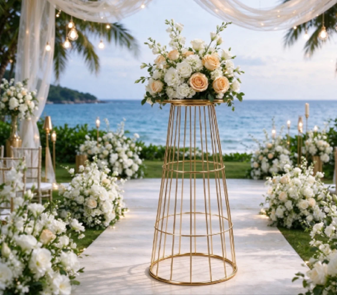 5/10 pcs New Metal Vase Trumpet Shape Wedding Party Supply Store Storet Road Lead Flower Vases For Home Decoration