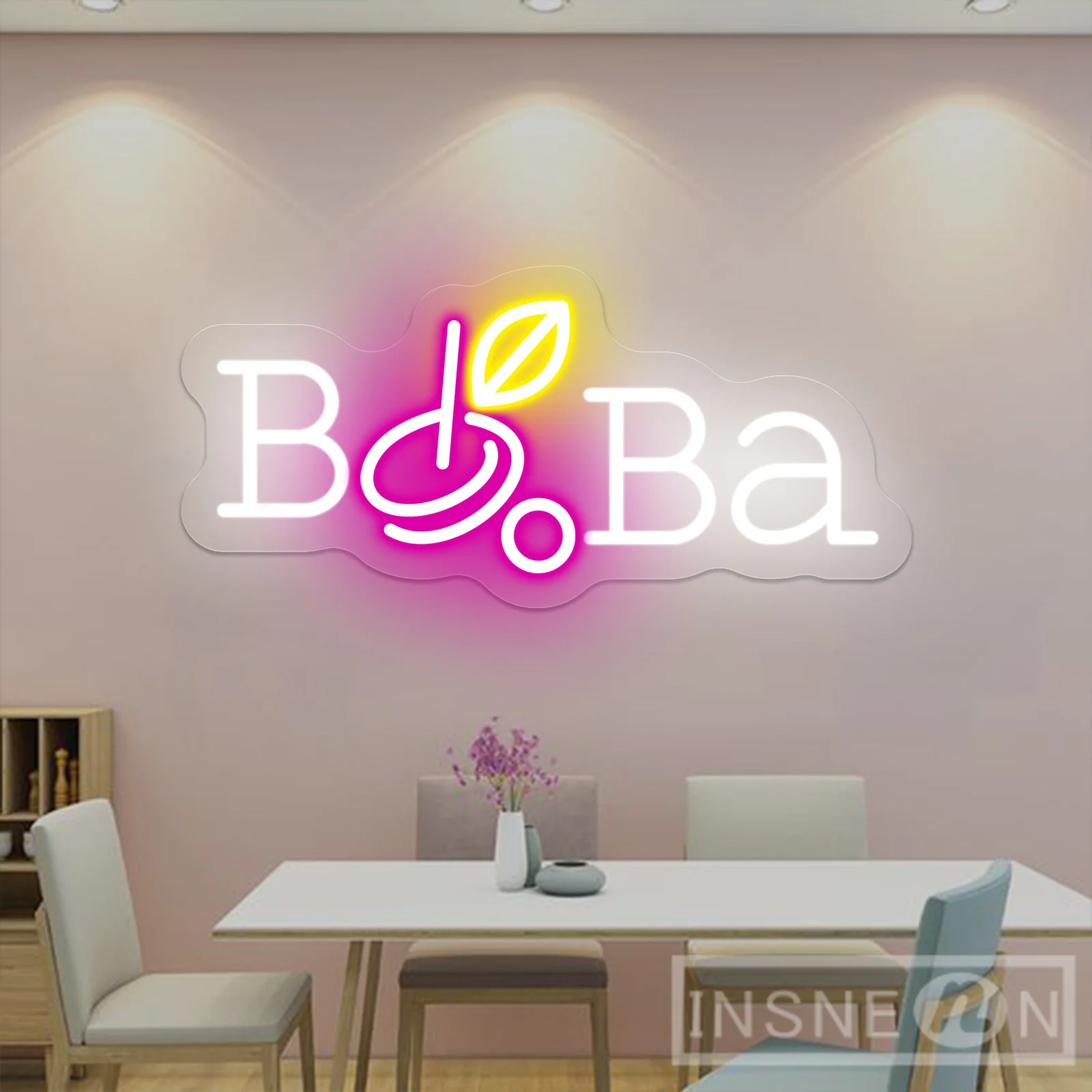 ปากการูปหัวใจบับเบิ้ลไฟ LED ร้านน้ำชา Boba อุปกรณ์ตกแต่งต้อนรับห้องคาเฟ่ร้านอาหารป้ายไฟนีออนติดผนังงานศิลปะแบบแขวน