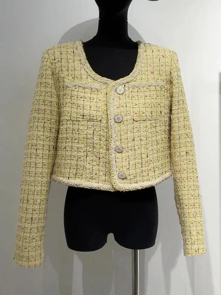 2024 Herbst Französisch kleinen Duft süße Tweed Jacke Frauen Luxus Wolle kurze Mäntel Jacke lose Vintage elegante Outwear Tops