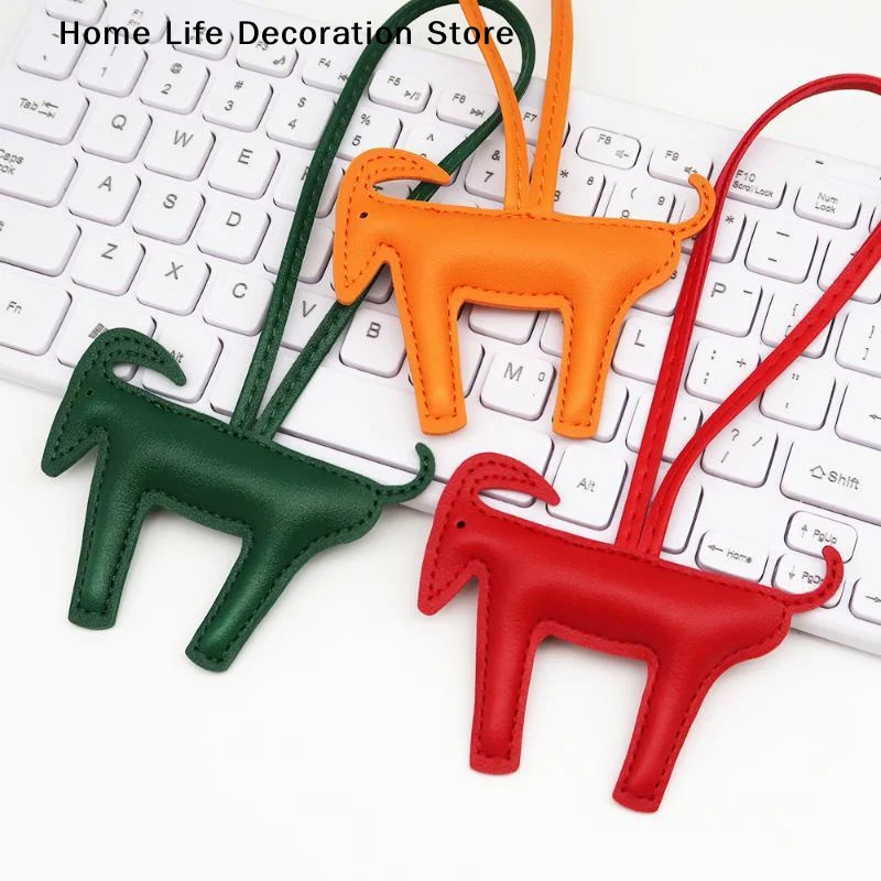【H】2027 Year Of The Sheep PU Leather Goat Bag Hanging Pendant Cute Design For Decorating Handbags Backpacks Car Keyrings Decor