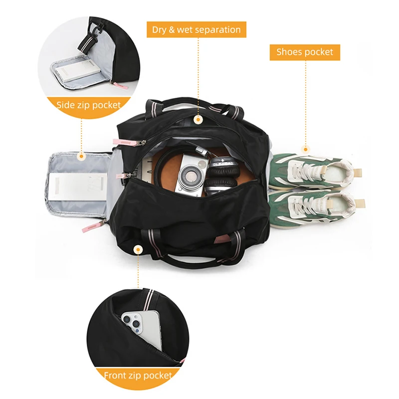 Sports Fitness Handbag Waterproof Crossbody Bags with Shoes Compartment Dry Wet Separation Shoulder Pack Multi-pocket Yoga Bag