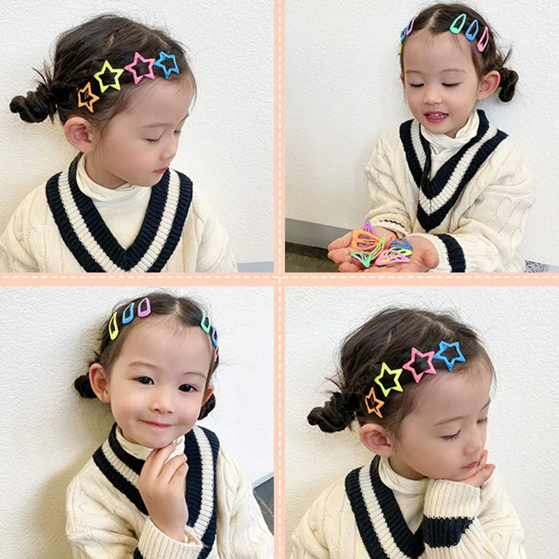 10pcs/set Cute Colorful Star Waterdrop Shape Hair Clips For Girls Children Lovely Hair Decorate Hairpins Kids Hair Accessories