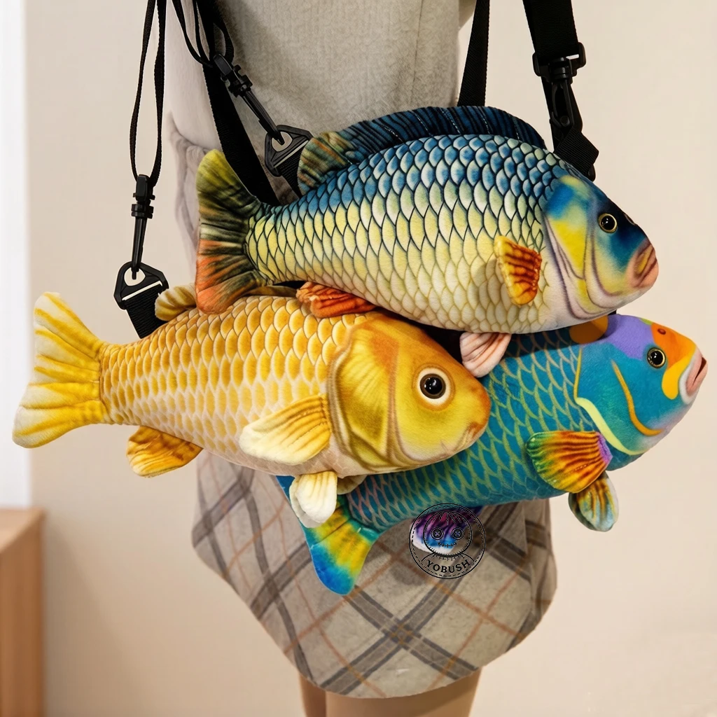 Simulation Fish Plush Cross Body Bag Stuffed Ocean Animal Single Shoulder Bag Wallet Fashion Gift