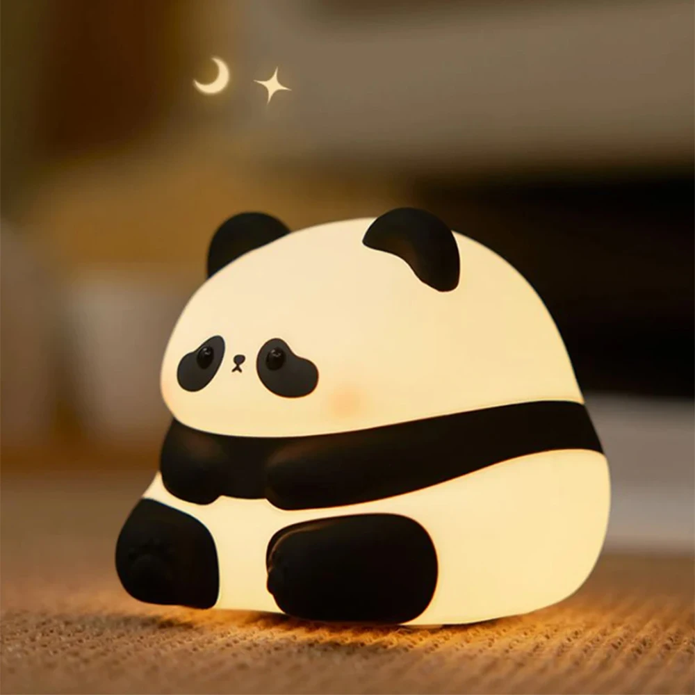 

USB Rechargeable LED Night Light Panda Cartoon Animal Silicone Lamp Timing Bedside Decor Kids Sleep Nightlight Birthday Gifts