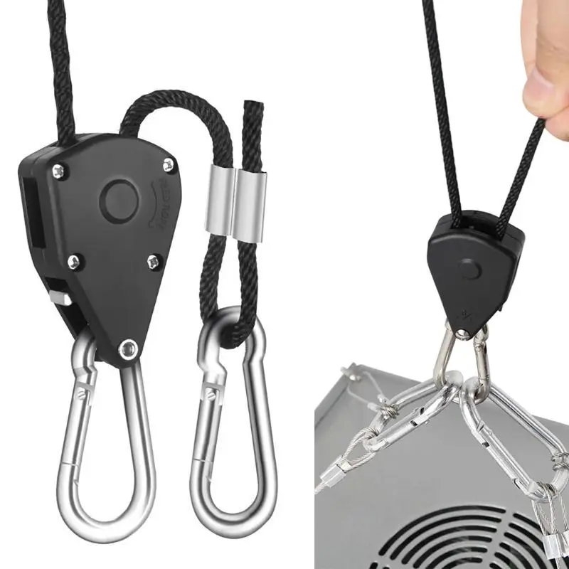 2Pcs 1/8 "Pulley Tali Ratchet 150lb Berat Mengunci Gantungan Mengangkat Lanyard untuk Tenda Kamar Fan Tumbuh Tanaman Berkemah hiking