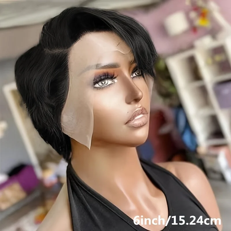 150% Dichtheid Pixie Cut Pruik Krullend Kort 6Inch 1b30/427/Natuurlijke Kleur 13 × 1 T Deel Transparant Kant Menselijk Haar Pruiken Remy Voor Vrouwen